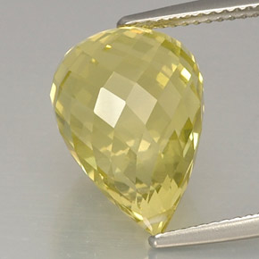 11.00 ct Yellow Quartz Stone, Natural Quartz in Briolette with Hole Shape for Sale