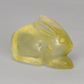 32.44 ct Yellow Quartz Gemstone, Quartz Gem in Carved Rabbit Shape for Sale.