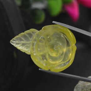 41.25 ct Yellow Quartz Gemstone, Quartz Gem in Carved Rose Shape for Sale.