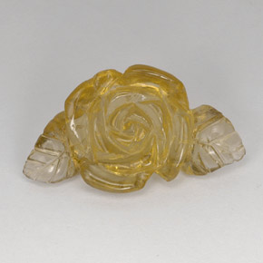21.78 ct Yellow Quartz Gemstone, Quartz Gem in Carved Rose Shape for Sale.