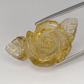 21.78 ct Yellow Quartz Stone, Natural Quartz in Carved Rose Shape for Sale