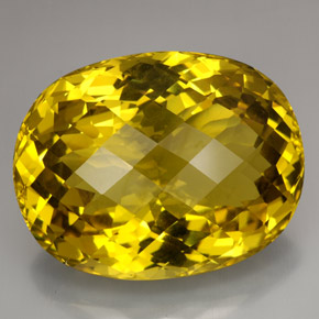 223.80 ct Yellow Quartz Gemstone, Quartz Gem in Oval Checkerboard Shape for Sale.