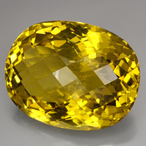 223.80 ct Yellow Quartz Stone, Natural Quartz in Oval Checkerboard Shape for Sale