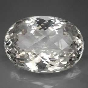 418.80 ct White Quartz Gemstone, Quartz Gem in Oval Checkerboard Shape for Sale.
