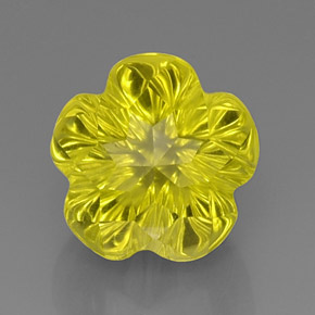 12.53 ct Yellow Quartz Gemstone, Quartz Gem in Flower-Cut Shape for Sale.
