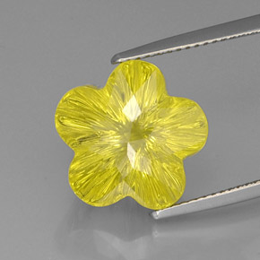 9.84 ct Yellow Quartz Stone, Natural Quartz in Flower-Cut Shape for Sale