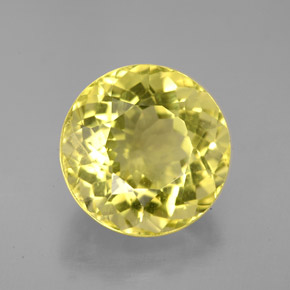 6.46 ct Yellow Quartz Gemstone, Quartz Gem in Round Facet Shape for Sale.