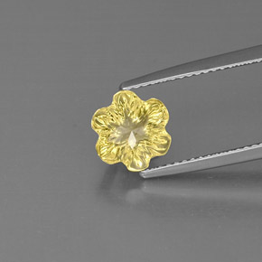 2.19 ct Yellow Quartz Gemstone, Quartz Gem in Flower-Cut Shape for Sale.