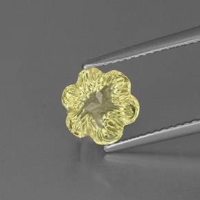 2.42 ct Yellow Quartz Gemstone, Quartz Gem in Flower-Cut Shape for Sale.