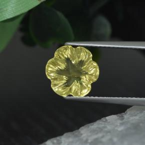 3.43 ct Yellow Quartz Gemstone, Quartz Gem in Flower-Cut Shape for Sale.