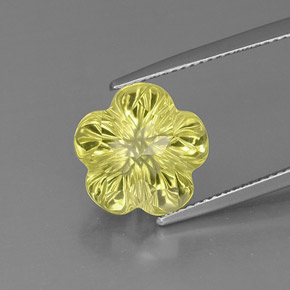 7.35 ct Yellow Quartz Stone, Natural Quartz in Flower-Cut Shape for Sale