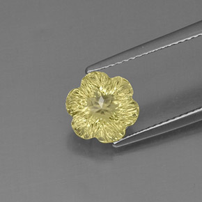 2.57 ct Yellow Quartz Gemstone, Quartz Gem in Flower-Cut Shape for Sale.