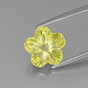 6.47 ct Yellow Quartz Gemstone, Quartz Gem in Flower-Cut Shape for Sale.