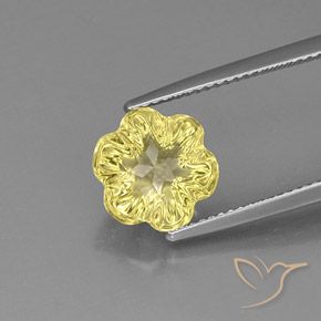 4.06ct Natural Light Yellow Quartz, Flower Cut, Transparent
