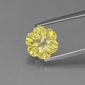 3.40 ct Yellow Quartz Gemstone, Quartz Gem in Flower-Cut Shape for Sale.