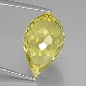 24.29 ct Yellow Quartz Gemstone, Quartz Gem in Briolette with Hole Shape for Sale.
