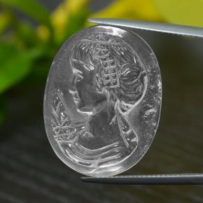 24.34 ct White Quartz Gemstone, Quartz Gem in Carved Cameo Shape for Sale.