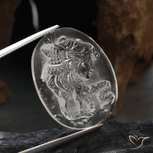27.24 ct White Quartz Stone, Natural Quartz in Carved Cameo Shape for Sale