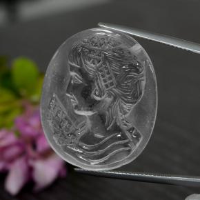 33.01 ct White Quartz Gemstone, Quartz Gem in Carved Cameo Shape for Sale.