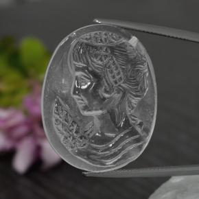 33.01 ct White Quartz Stone, Natural Quartz in Carved Cameo Shape for Sale