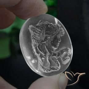 34.86 ct White Quartz Stone, Natural Quartz in Oval Carved Cameo Shape for Sale