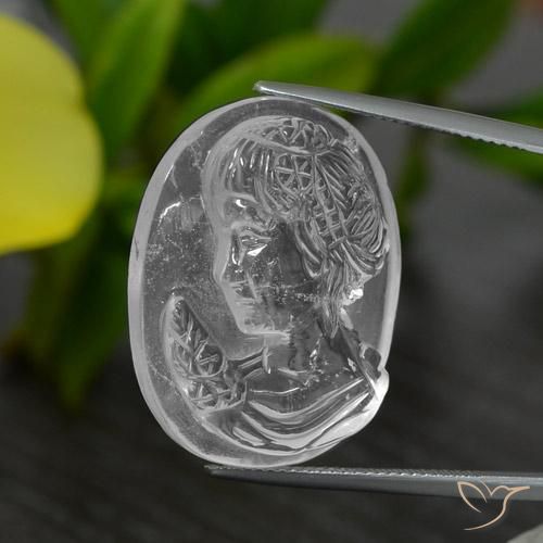 35.42 ct White Quartz Stone, Natural Quartz in Carved Cameo Shape for Sale