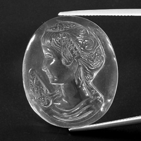 41.41 ct White Quartz Gemstone, Quartz Gem in Carved Cameo Shape for Sale.