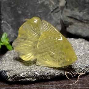 60.55 ct Yellow Quartz Stone, Natural Quartz in Carved Fish Shape for Sale