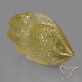 125.85 ct Yellow Quartz Stone, Natural Quartz in Carved Fish Shape for Sale