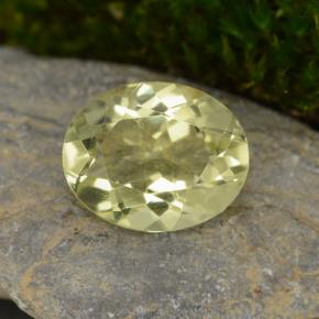 3.14 ct Yellow Quartz Gemstone, Quartz Gem in Oval Facet Shape for Sale.