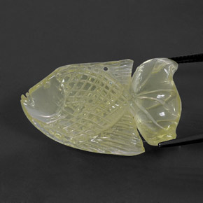 41.09 ct Yellow Quartz Gemstone, Quartz Gem in Carved Fish with Hole Shape for Sale.