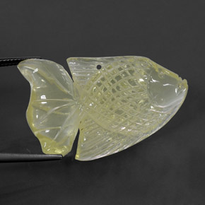 41.09 ct Yellow Quartz Stone, Natural Quartz in Carved Fish with Hole Shape for Sale