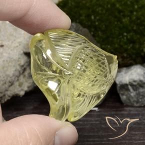 57.41 ct Yellow Quartz Stone, Natural Quartz in Carved Fish Shape for Sale