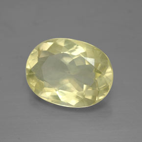 5.04 ct Yellow Quartz Stone, Natural Quartz in Oval Facet Shape for Sale