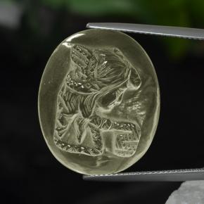 19.40 ct Yellow Quartz Gemstone, Quartz Gem in Oval Carved Cameo Shape for Sale.