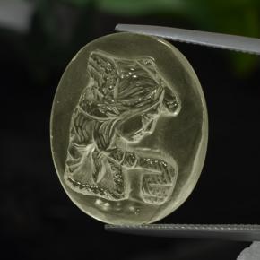 19.40 ct Yellow Quartz Stone, Natural Quartz in Oval Carved Cameo Shape for Sale
