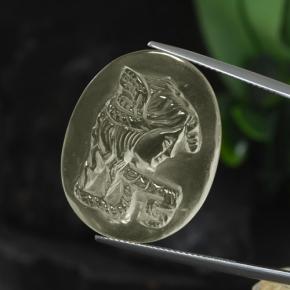 25.27 ct Yellow Quartz Gemstone, Quartz Gem in Oval Carved Cameo Shape for Sale.