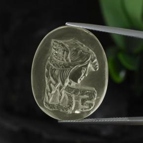 25.27 ct Yellow Quartz Stone, Natural Quartz in Oval Carved Cameo Shape for Sale