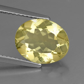 3.09 ct Yellow Quartz Gemstone, Quartz Gem in Oval Facet Shape for Sale.