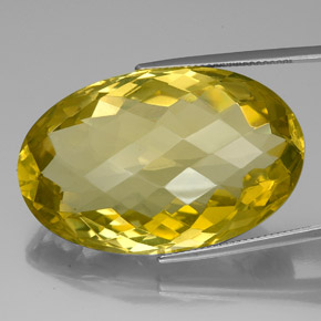 82.06 ct Yellow Quartz Stone, Natural Quartz in Oval Checkerboard Shape for Sale