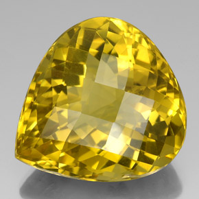 125.20 ct Yellow Quartz Stone, Natural Quartz in Pear Checkerboard Shape for Sale