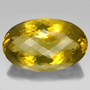 331.70 ct Yellow Quartz Gemstone, Quartz Gem in Oval Checkerboard Shape for Sale.