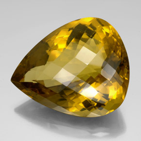 160.20 ct Yellow Quartz Gemstone, Quartz Gem in Pear Checkerboard Shape for Sale.