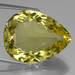 30.20 ct Yellow Quartz Gemstone, Quartz Gem in Pear Facet Shape for Sale.