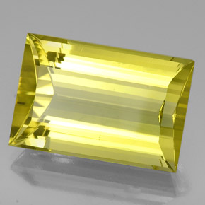 33.64 ct Yellow Quartz Gemstone, Quartz Gem in Baguette Facet Shape for Sale.