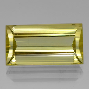 27.73 ct Yellow Quartz Gemstone, Quartz Gem in Baguette Facet Shape for Sale.