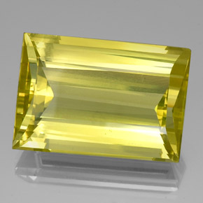 51.63 ct Yellow Quartz Gemstone, Quartz Gem in Baguette Facet Shape for Sale.