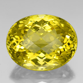 84.87 ct Yellow Quartz Gemstone, Quartz Gem in Oval Checkerboard Shape for Sale.