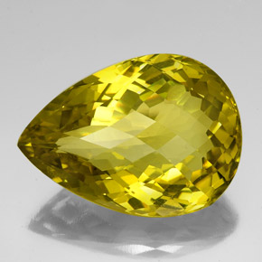 78.64 ct Yellow Quartz Gemstone, Quartz Gem in Pear Checkerboard Shape for Sale.
