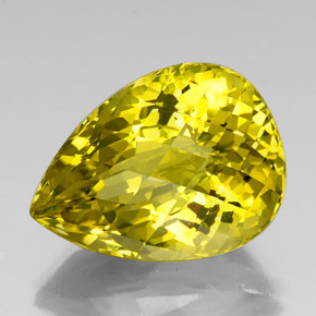 39.58 ct Yellow Quartz Gemstone, Quartz Gem in Pear Checkerboard Shape for Sale.